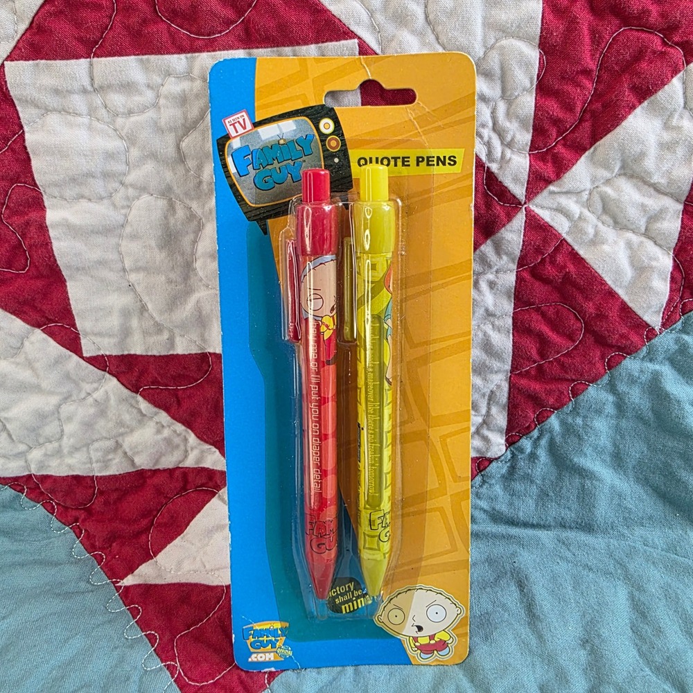 Vintage 2001 Family Guy Quote Pens Stewie Griffin 2-Pack 389FG